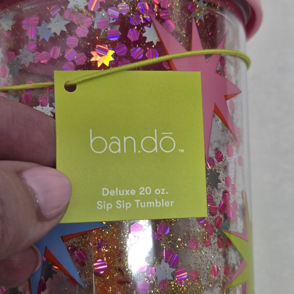 Deluxe 20 oz. Starburst Glitter Tumbler w/ Straw Double Wall BPA Free New - Picture 3 of 8